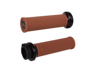 Handgrips Throttle Cable Black: Ruffian Lock-On Handgrips - Gum Rubber/Black. Fits H-D with Throttle Cable. - ODI Grips & Bars