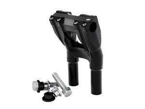 8in. Kickback x 1in. Clamp Isolated Riser Kit - Black. Fits 1in. Handlebar - Kraus Moto