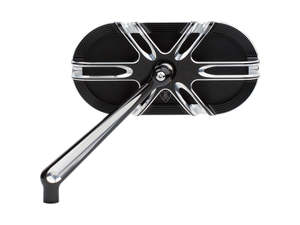 Mirrors Black: Deep Cut Caged Series Mirror - Black. Fits Left. - Arlen Ness