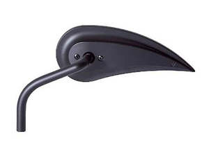 Rad III Teardrop Mirror with Steel Stem - Black. Fits Left. - Arlen Ness