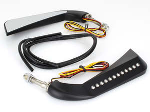 Slim Sickle / Avenger Mirrors with LED Indicators - Black. - Rollies Speed Shop