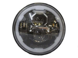 Headlights Black: 7in. 90w LED HeadLight Insert with Halo - Black. Fits Most H-D, Indian Chief Classic & Dark Horse Models with 7in. Headlight. - Hoglights