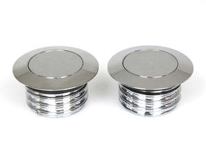 Fuel Caps Fuel Gauges: Screw-In Pop-Up Style Fuel Caps - Chrome. Fits H-D 1982-1995. - Rollies Speed Shop
