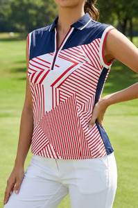 Reign Ladies Polo - Red, White and Blue - S - 4XL