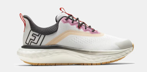 FootJoy Quantum Textile Womens Shoe - Lucent White / Hot Coral / Asphalt