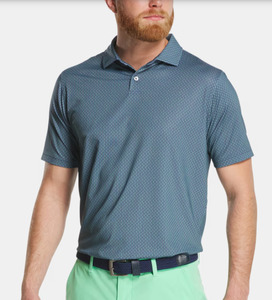 Polos: FootJoy Bracket Print Lisle | Navy