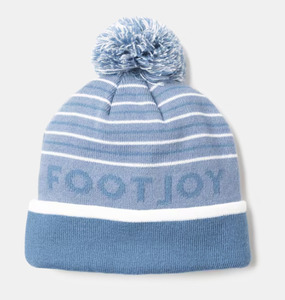 FootJoy Striped Pom Pom Beanie | Light Blue