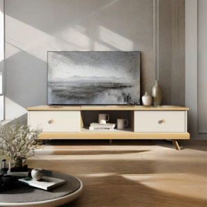 Tivoli 2-Drawer TV Stand, Oak & White