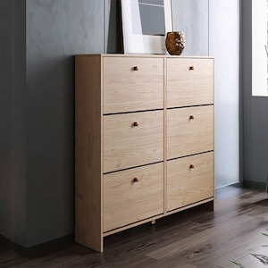 Shoe Cabinets: Sisco 6-Drawer Shoe Cabinet, Oak
