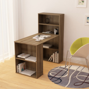 Trento L Shaped Office Desk, KS Walnut