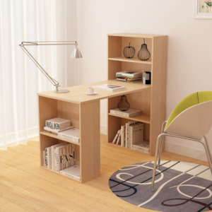 Trento L Shaped Office Desk, Red Oak