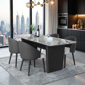 Dining Tables: Nepi Marble Dining Table, Grey
