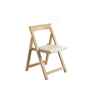 Dining Chairs: Lecce Foldable Dining Chair with cushion seat, Wood & Beige, Set of 2
