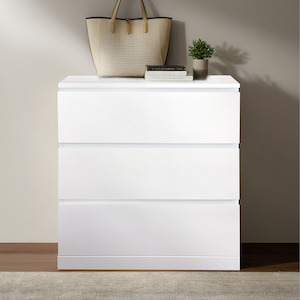 Bedroom Furniture: Siena-A 3-Drawers Tallboy, White - Sunlite Living