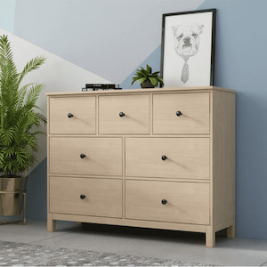 Bedroom Furniture: Modica 7 Drawers (3 over 4) Lowboy OAK 1140x390x890mm