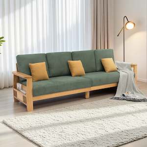 Remini 4 Seater Solidwood Sofa, Green