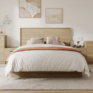 Bed Frames: Platsa Bedframe, King, Grey Oak