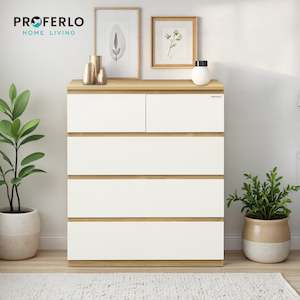 Chest Of Drawers: Sotta 2 over 3 Tallboy, Oak & White
