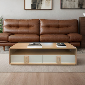 Coffee Tables: Savona 2- Drawer coffee table, 1.2M, Oak & White