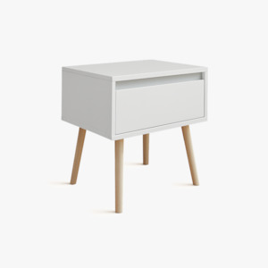 Bedside Tables: Corte bedside table, White/ Oak Legs