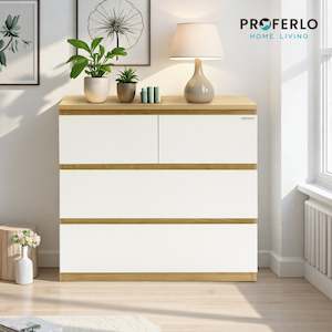 Clearance: Sotta 2 over 2 Lowboy, Oak and white