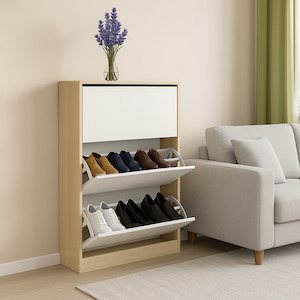 Shoe Cabinets: Pavia Shoe Cabinet, Oak & White