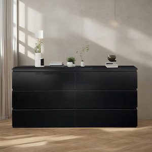 Bedroom Furniture: Siena 6 drawers Chest, Black - Sunlite Living