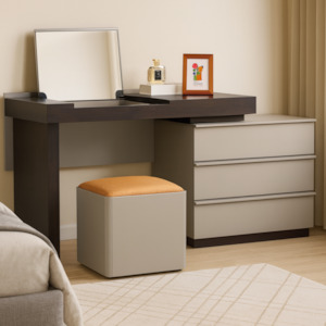 Rome Dressing Table with Stool, Black/grey