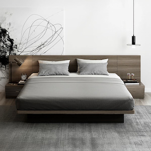 Ovada 3pc Super King Bedroom Set – Slate Grey Storage Bed with Bedside Tables