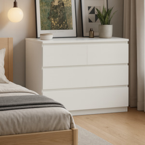 Chest Of Drawers: Sotta 2 over 2 Lowboy, White