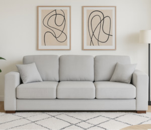 Osani Fabric 3 seater Sofa, Light Grey