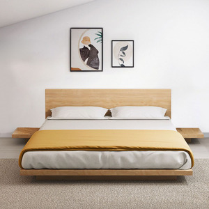 3PCs Masa Japanese Bed Base with Headboard & Bedside Tables, Super King - Oak