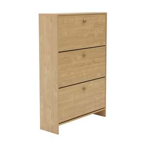 Sisco 3-Drawer Shoe Cabinet, Oak