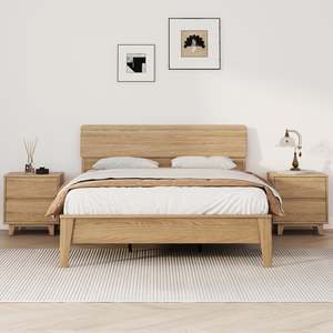 Bed Frames: Arezzo-C Solidwood Bedframe, King Single, Wood