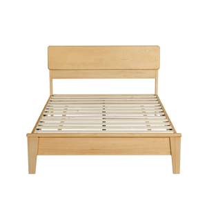 Bedroom Furniture: Arezzo-C Solidwood Bedframe with USB Charger, Double, Wood