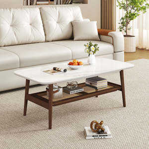 Remini Ceramic top Coffee Table, 1.2M, White & Walnut