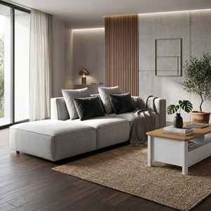 Living Room Furniture: Pienza Chaise Lounge Sofa, Grey