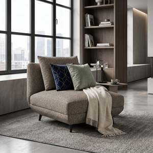 Living Room Furniture: Novara Sectional Sofa, Brown, Middle Section