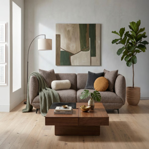 Living Room Furniture: Novara Sectional Sofa, Brown, 2 Seater