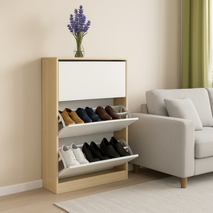 Pavia Shoe Cabinet, Oak & White