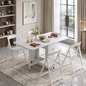 Lecce Foldable Dining Table, 1.4M, White