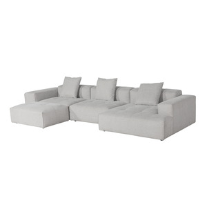 Bonsa 5 Seater Sofa with Left-Hand Chaise & Ottoman, Light Grey