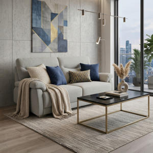 Living Room Furniture: Tollo 3-Seater Sofa, GREY
