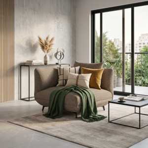 Living Room Furniture: Novara Sectional Sofa, Brown, Corner Section