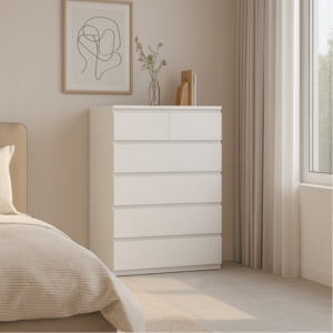 Turin Series: Sotta 2 over 4 Drawer Tallboy, White