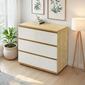 Turin Series: Sotta 2 over 2 Lowboy, Oak and white