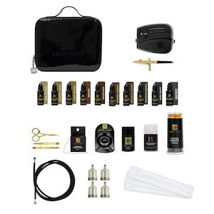 Brow Code Air Brush and Pro Stain Kit Plus Stencils and Liquid Peroxide