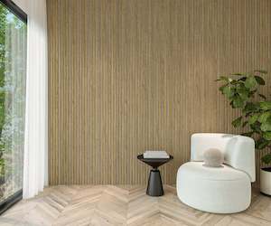 Frontpage: Slat Interior Premium Acoustic Panelling - White Oak - Grey Backing