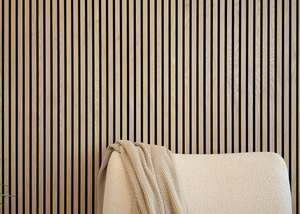 Slat Interior Premium Acoustic Panelling - White Oak - Black Backing