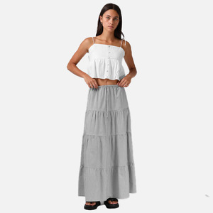 RPM Ruby Maxi Skirt - Black White Pinstripe